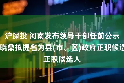 沪深投 河南发布领导干部任前公示 张晓鼎拟提名为县(市、区)政府正职候选人